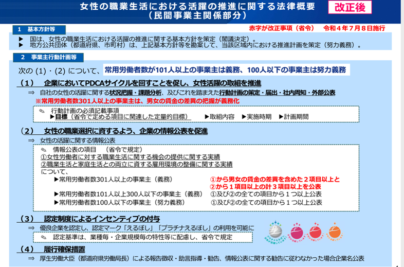 女性活躍推進法に基づく男女の賃金の差異の情報公表について（解説資料）　