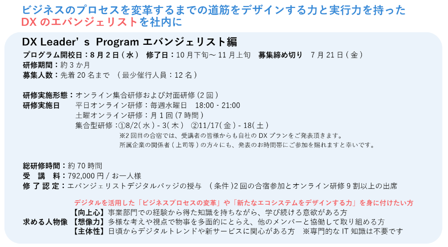 DX Leader’s Program　エバンジェリスト編 募集要項
